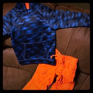 Boys Outfit size 5 blue hoodie & 4/5T orange pants